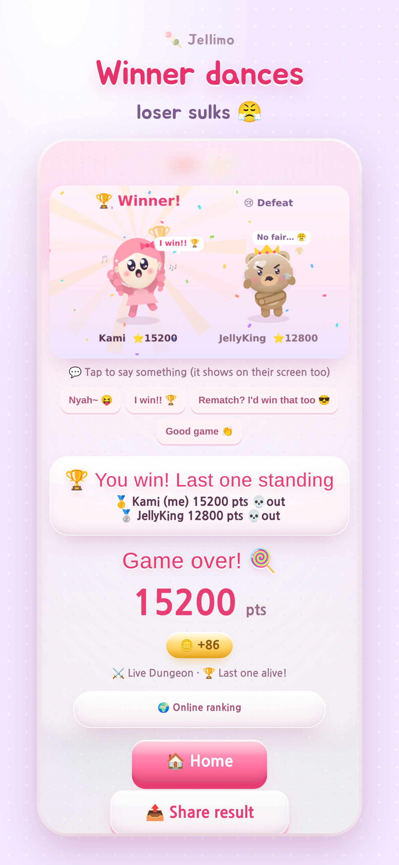 Win and loss ending pictures